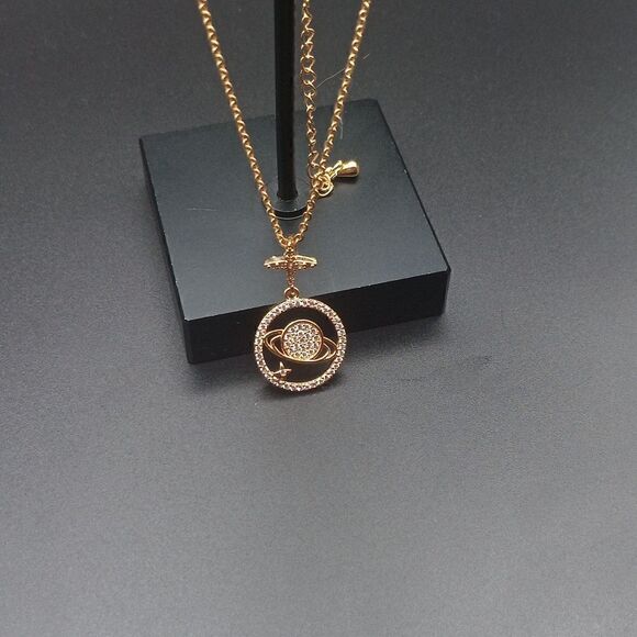 New Yaduda Saturn Dainty Planet Star Pendant Necklace Trendy New - Picture 6 of 8